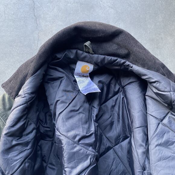 Carhartt Men's Arctic Quilt Lined Sandstone Work Chore Coat Jacket Green - Picture 3 of 6